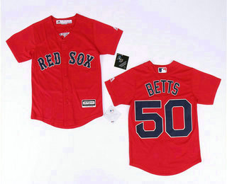 Youth Boston Red Sox #50 Mookie Betts Red Stitched MLB Cool Base Jersey