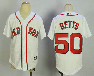 Youth Boston Red Sox #50 Mookie Betts White Home Stitched MLB Cool Base Jersey