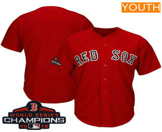 Youth Boston Red Sox Blank Red 2018 MLB World Series Champions Patch Stitched MLB Cool Base Jersey