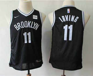 Youth Brooklyn Nets #11 Kyrie Irving Black 2019 Nike Swingman Stitched NBA Jersey With The Sponsor Logo