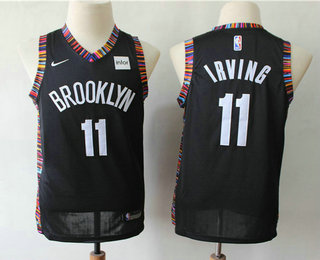 Youth Brooklyn Nets #11 Kyrie Irving Black Nike 2019 New Season Swingman City Edition Jersey With The Sponsor Logo