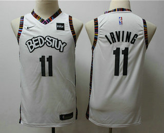 Youth Brooklyn Nets #11 Kyrie Irving NEW White 2020 City Edition NBA Swingman Jersey With The Sponsor Logo