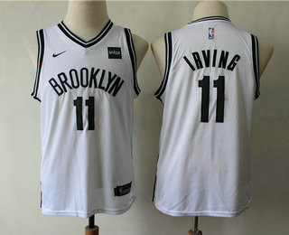 Youth Brooklyn Nets #11 Kyrie Irving White 2019 Nike Swingman Stitched NBA Jersey With The Sponsor Logo