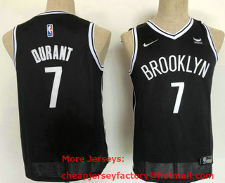Youth Brooklyn Nets #7 Kevin Durant 2021 Black Swingman Stitched NBA Jersey With Sponsor