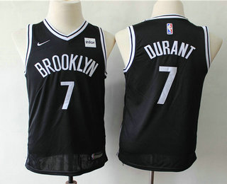 Youth Brooklyn Nets #7 Kevin Durant Black 2019 Nike Swingman Stitched NBA Jersey With The Sponsor Logo