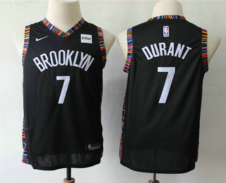 Youth Brooklyn Nets #7 Kevin Durant Black Nike 2019 New Season Swingman City Edition Jersey With The Sponsor Logo