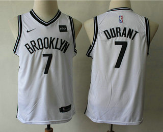 Youth Brooklyn Nets #7 Kevin Durant White 2019 Nike Swingman Stitched NBA Jersey With The Sponsor Logo