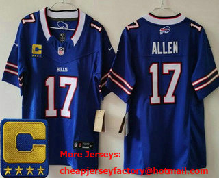 Youth Buffalo Bills #17 Josh Allen Limited Blue C Patch FUSE Vapor Jersey