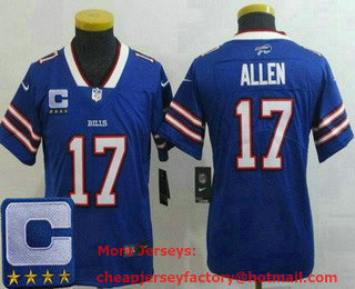 Youth Buffalo Bills #17 Josh Allen Limited Blue C Patch Vapor Jersey