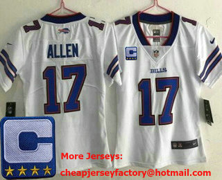 Youth Buffalo Bills #17 Josh Allen Limited White C Patch Vapor Jersey