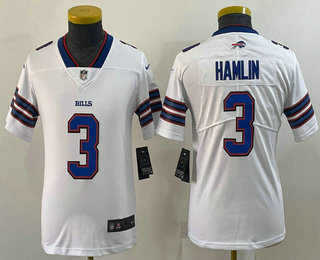 Youth Buffalo Bills #3 Damar Hamlin White 2022 Vapor Untouchable Stitched NFL Nike Limited Jersey