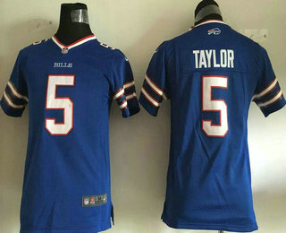 Youth Buffalo Bills #5 Tyrod Taylor Home Royal Blue Team Color NFL Nike Game Jersey