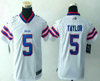 Youth Buffalo Bills #5 Tyrod Taylor White Road NFL Nike Game Jersey