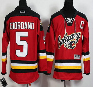 Youth Calgary Flames #5 Mark Giordano Red Premier Alternate Hockey Jersey