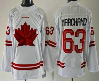 Youth Canada #63 Brad Marchand White 2026 Olympics Authentic Jersey