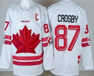Youth Canada #87 Sidney Crosby White 2026 Olympics Authentic Jersey