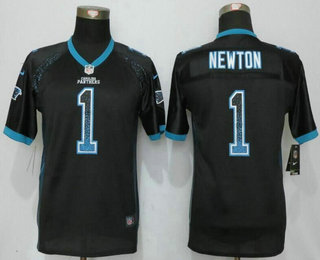 Youth Carolina Panthers #1 Cam Newton Black Drift Fashion NFL Nike Jersey