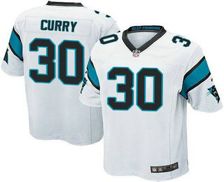 Youth Carolina Panthers #30 Stephen Curry White Road NFL Nike Game Jersey