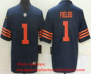 Youth Chicago Bears #1 Justin Fields Blue With Orange 2021 Vapor Untouchable Stitched NFL Nike Limited Jersey