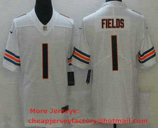 Youth Chicago Bears #1 Justin Fields White 2021 Vapor Untouchable Stitched NFL Nike Limited Jersey