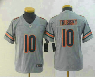 Youth Chicago Bears #10 Mitchell Trubisky Grey 2019 Inverted Legend Stitched NFL Nike Limited Jersey