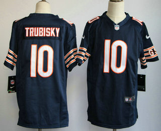 Youth Chicago Bears #10 Mitchell Trubisky Navy Blue Team Color Stitched NFL Nike Game Jersey
