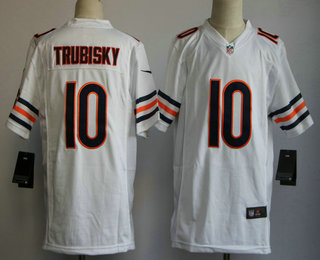 Youth Chicago Bears #10 Mitchell Trubisky White Road Stitched NFL Nike Game Jersey