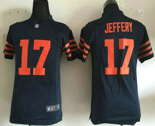Youth Chicago Bears #17 Alshon Jeffery Nike Navy Blue With Orange Number Game Jersey
