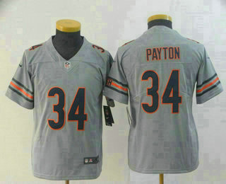 Youth Chicago Bears #34 Walter Payton Grey 2019 Inverted Legend Stitched NFL Nike Limited Jersey