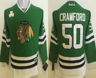 Youth Chicago Blackhawks #50 Corey Crawford Green Reebok Hockey Jersey