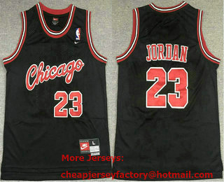 Youth Chicago Bulls #23 Michael Jordan Black With Red Name Stitched NBA Nike Swingman Jersey