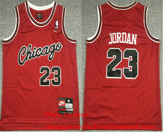 Youth Chicago Bulls #23 Michael Jordan Red With White Name Stitched NBA Nike Swingman Jersey