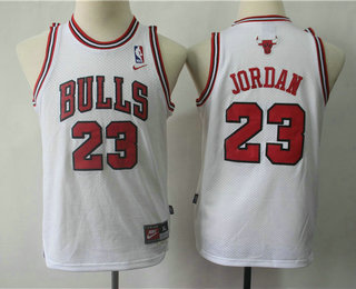 Youth Chicago Bulls #23 Michael Jordan White With Bulls Jersey