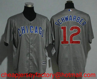 Youth Chicago Cubs #12 Kyle Schwarber Gray Road Stitched MLB Cool Base Jersey