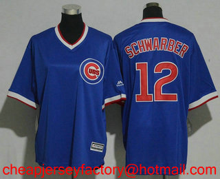 Youth Chicago Cubs #12 Kyle Schwarber Royal Blue Pullover 1994 Cooperstown Collection Stitched MLB Jersey