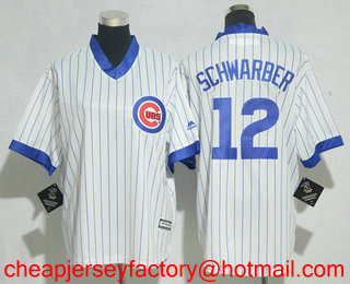 Youth Chicago Cubs #12 Kyle Schwarber White Pullover 1994 Cooperstown Collection Stitched MLB Jersey