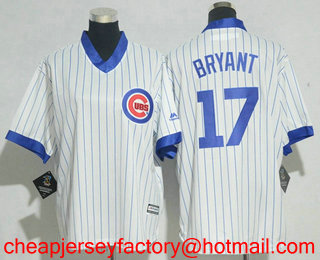 Youth Chicago Cubs #17 Kris Bryant White Pullover 1994 Cooperstown Collection Stitched MLB Jersey