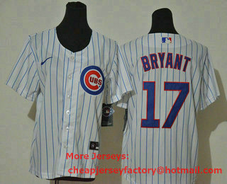 Youth Chicago Cubs #17 Kris Bryant White Stitched MLB Cool Base Nike Jersey