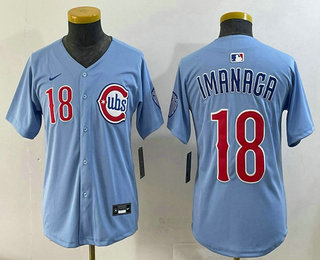 Youth Chicago Cubs #18 Shota Imanaga Baby Blue Limited Jersey