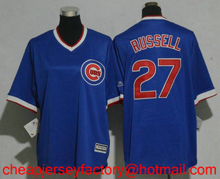 Youth Chicago Cubs #27 Addison Russell Royal Blue Pullover 1994 Cooperstown Collection Stitched MLB Jersey