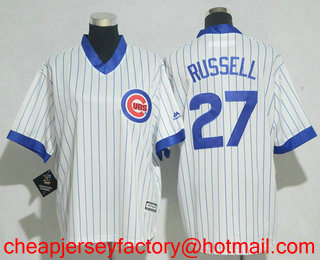 Youth Chicago Cubs #27 Addison Russell White Pullover 1994 Cooperstown Collection Stitched MLB Jersey