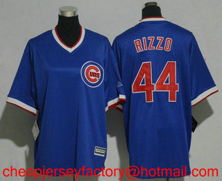 Youth Chicago Cubs #44 Anthony Rizzo Royal Blue Pullover 1994 Cooperstown Collection Stitched MLB Jersey