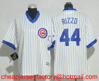 Youth Chicago Cubs #44 Anthony Rizzo White Pullover 1994 Cooperstown Collection Stitched MLB Jersey