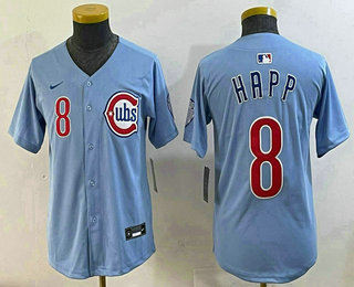 Youth Chicago Cubs #8 Ian Happ Baby Blue Limited Jersey
