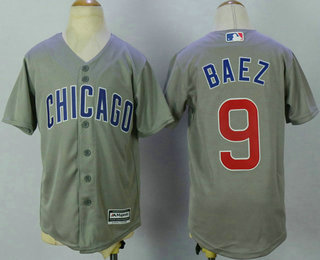 Youth Chicago Cubs #9 Javier Baez Grey New Cool Base Jersey