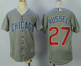 Youth Chicago Cubs #27 Addison Russell Grey New Cool Base Jersey