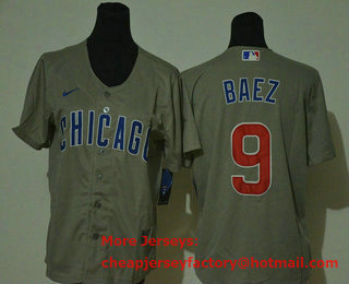 Youth Chicago Cubs #9 Javier Baez Grey Stitched MLB Cool Base Nike Jersey