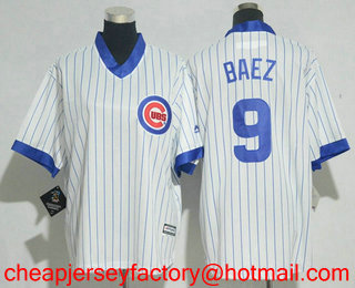 Youth Chicago Cubs #9 Javier Baez White Pullover 1994 Cooperstown Collection Stitched MLB Jersey
