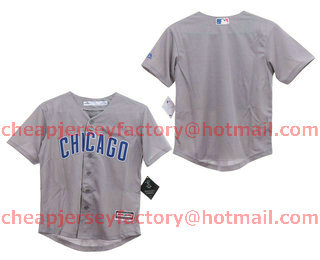 Youth Chicago Cubs Blank Gray Road Stitched MLB Cool Base Jersey