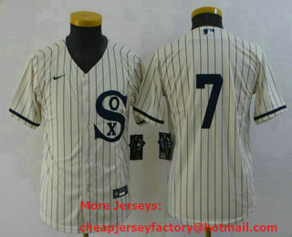 Youth Chicago White Sox #7 Tim Anderson 2021 Cream Field of Dreams Cool Base Stitched Nike Jersey